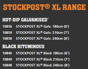 XL Stockpost Range Matrix